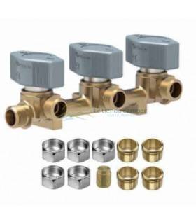 Llave de paso de gas de 3 vía ermeto tubo Ø8mm