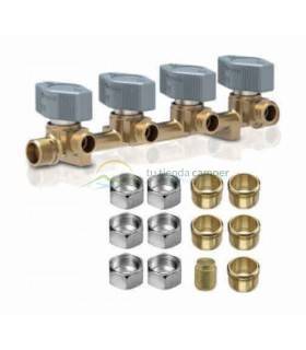 Llave de paso de gas de 4 vía ermeto tubo Ø8mm