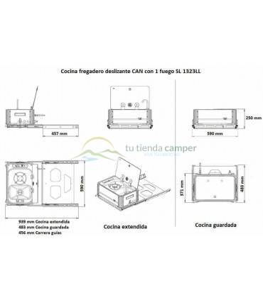 Cocina fregadero deslizante CAN con 1 fuego SL 1323LL vista 5