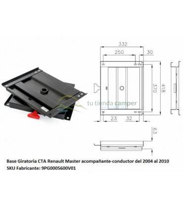 Base Giratoria CTA Renault Master válida para asiento conductor y para asiento acompañante del 2004 al 2010