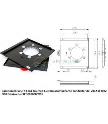 Base Giratoria CTA Ford Tourneo Custom acompañante-conductor del 2012 al 2022