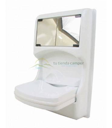 Armario con lavabo plegable abierto