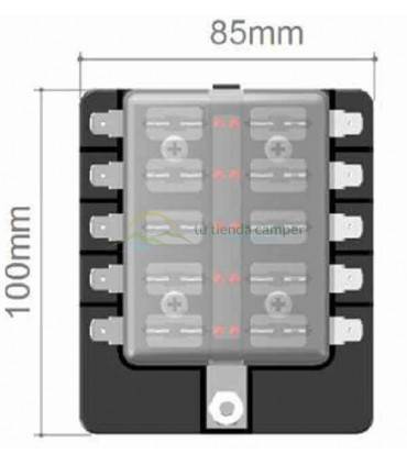 Caja Porta Fusible 10 Vías medidas
