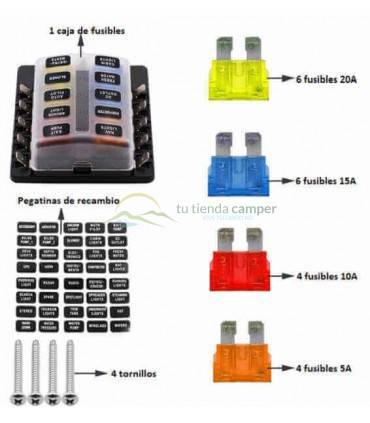 Caja Porta Fusible 10 Vías contenido