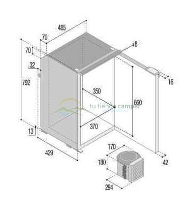 Nevera Compresor Vitrifrigo C95L CHR 12-24V 95l (unidad refrigerante externa) medidas