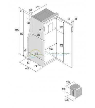 Nevera Compresor Vitrifrigo SLIM90 CHR 12-24V 90l (unidad refrigerante externa) medidas